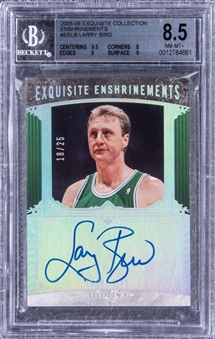 2005-06 UD "Exquisite Collection" Exquisite Enshrinements #EELB Larry Bird Signed Card (#18/25) - BGS NM-MT+ 8.5/BGS 10